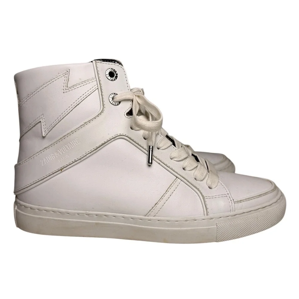 Zadig & Voltaire High Flash Lightning Bolt Leather High Top Sneakers EU 38 - Picture 7 of 16